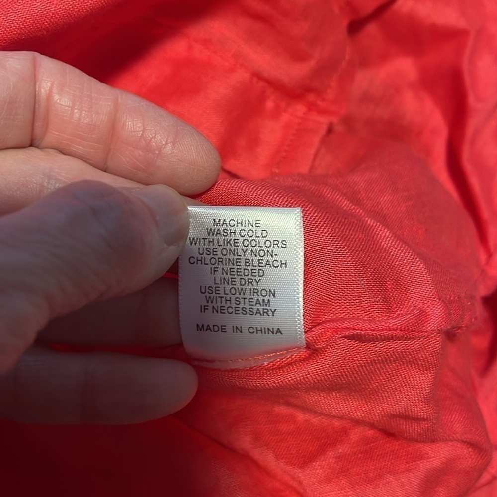Elliott Lauren bright coral Linen long sleeve button down shirt XL - Picture 12 of 12